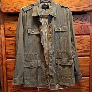 Blu Pepper utility jacket patterned sweater back